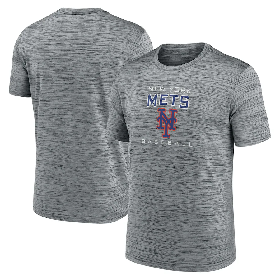 Men's New York Mets Grey Velocity Practice Performance T-Shirt